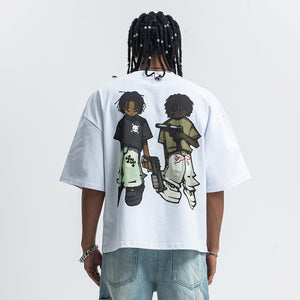 Gangster t-shirt Mafia slogan tee retro hip-hop top in white