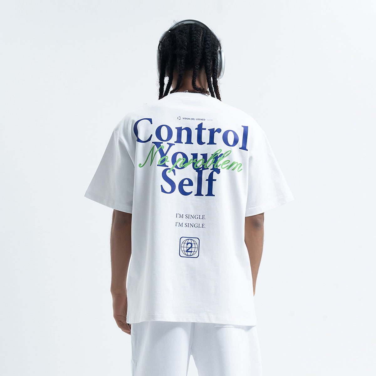 Control slogan t-shirt motivational top 90s tee in white