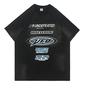 Undefeated t-shirt motivational slogan top racing t-shirt black