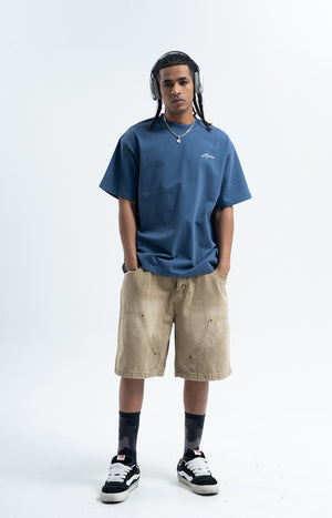 Motivational t-shirt dont give up slogan top retro tee in blue