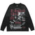 80s punk jumper long sleeve mohawk print top spiky hair t-shirt in black