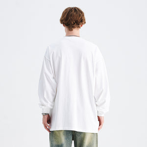 Y2k punk jumper 80s rocker top long sleeve psychedelic raver t-shirt in white