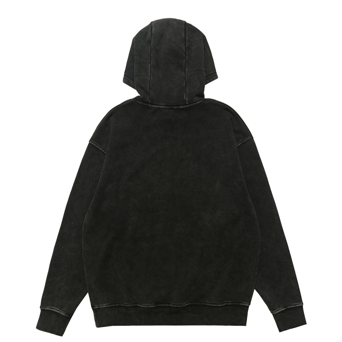 Cyberpunk hoodie tribal print pullover vintage wash raver jumper in acid grey