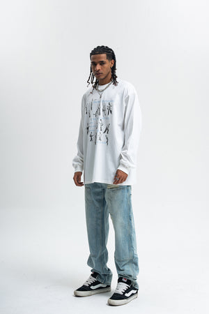 Retro poster jumper musician print long sleeve top 70s grunge t-shirt in brown