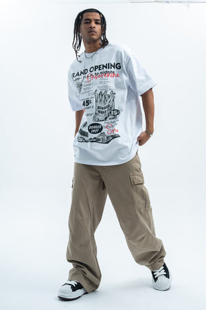 Fast food t-shirt burger print top 90s tee in white