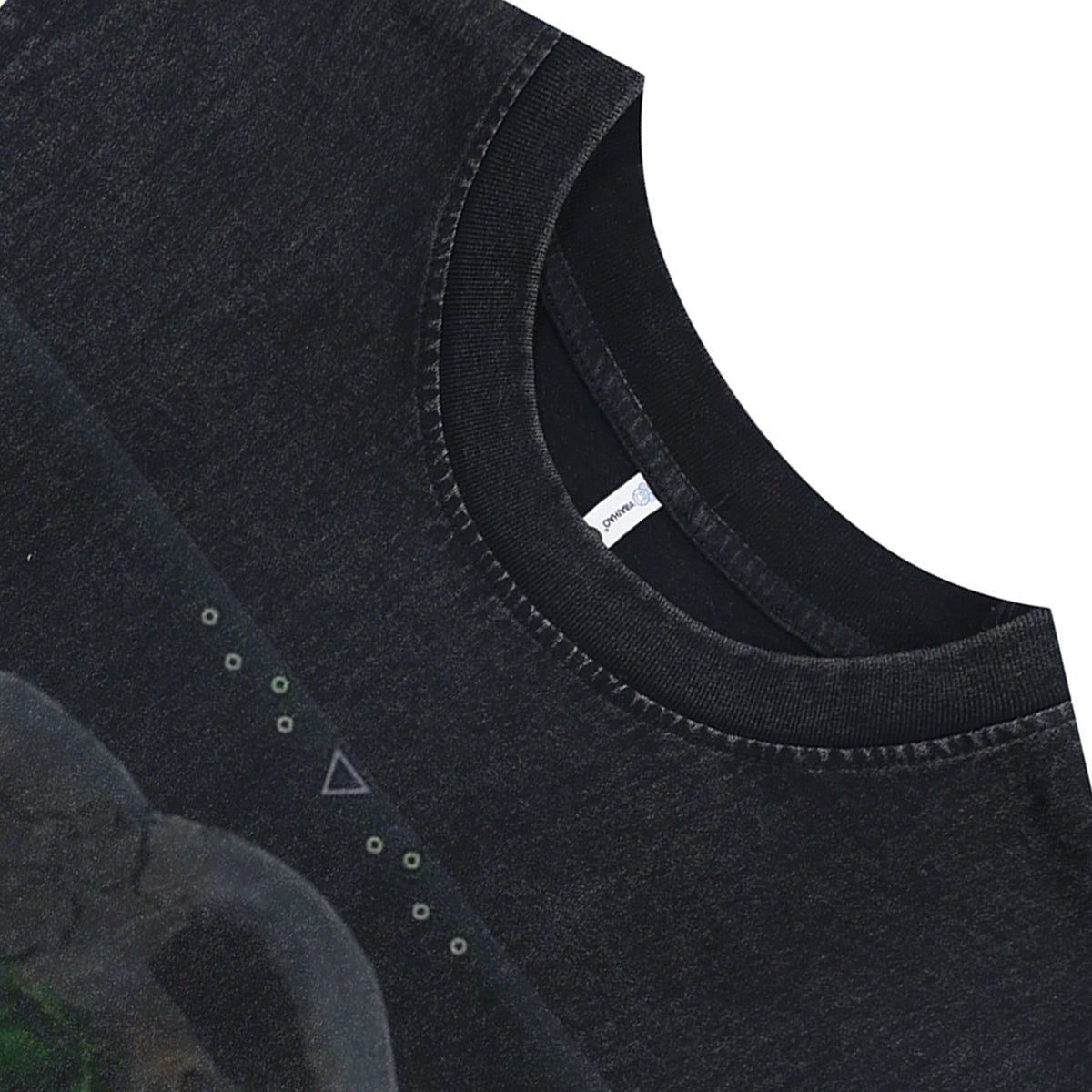 Fluorescent skeleton sleeveless t-shirt neon psychedelic skull cartoon vest creepy poster tank top in acid wash black