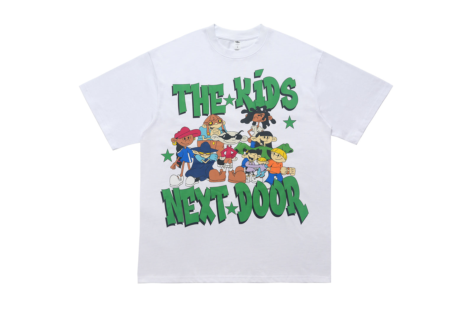 Y2k cartoon t-shirt kids slogan top retro anime tee in white