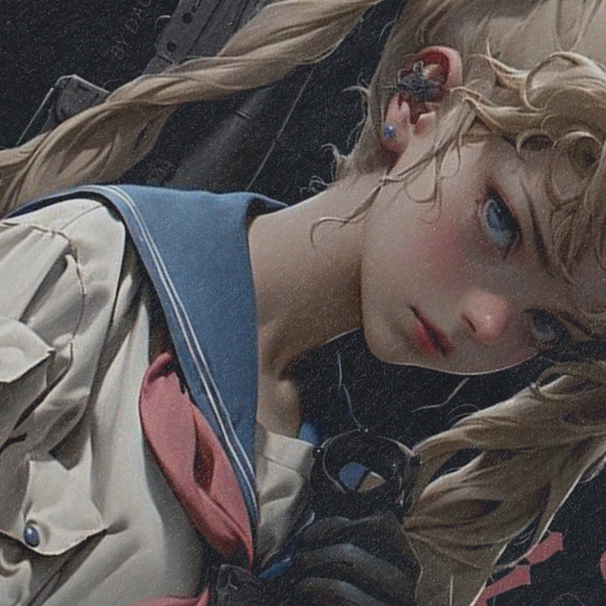 Anime girl sleeveless t-shirt vintage Japanese vest retro cartoon tank top in acid wash black