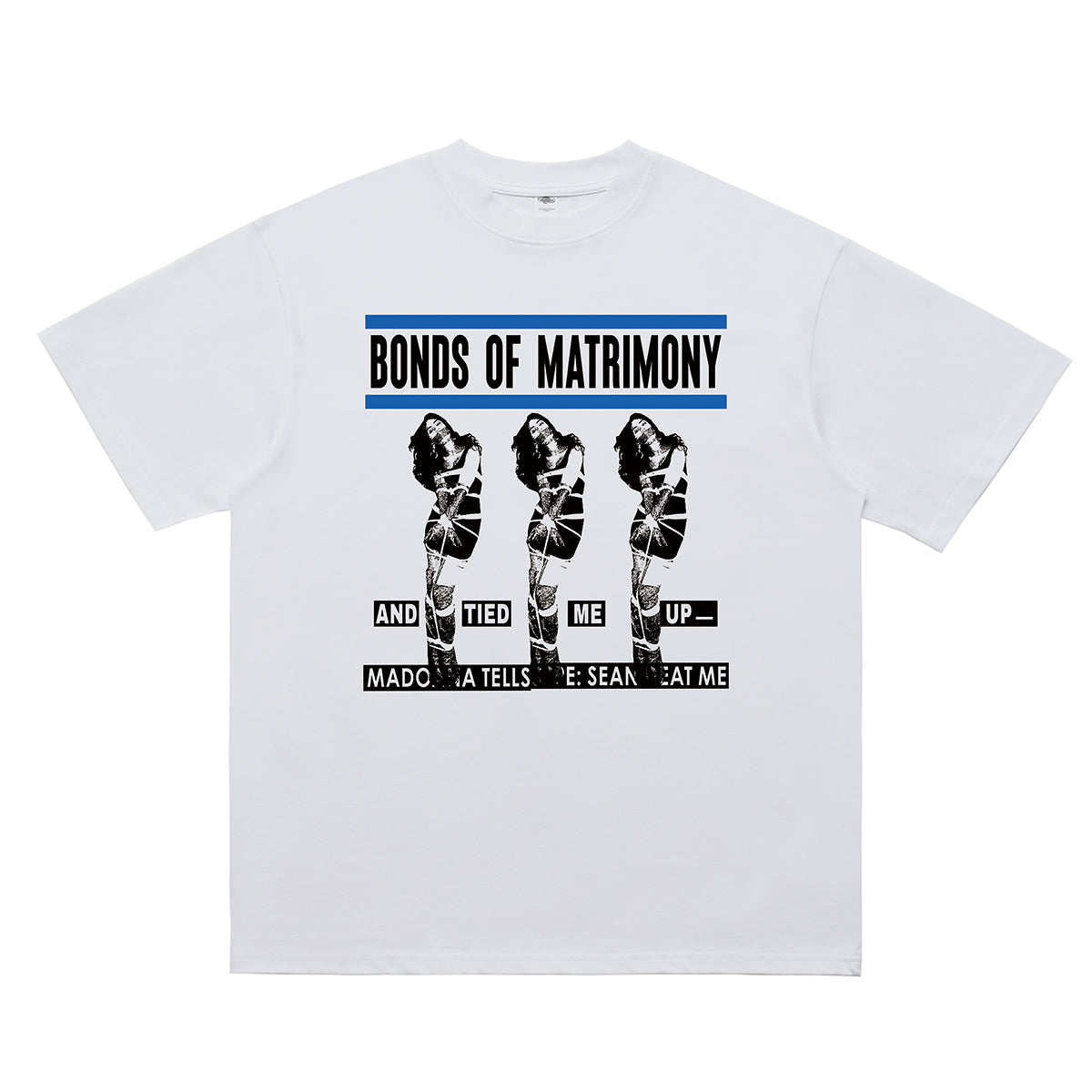 Bondage cartoon t-shirt creepy top in white