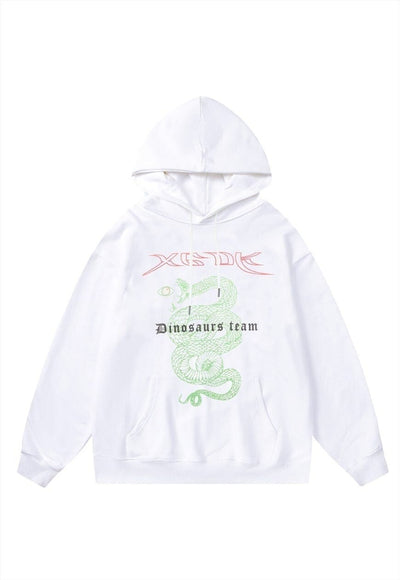 Snake hoodie dragon pullover premium grunge jumper in white