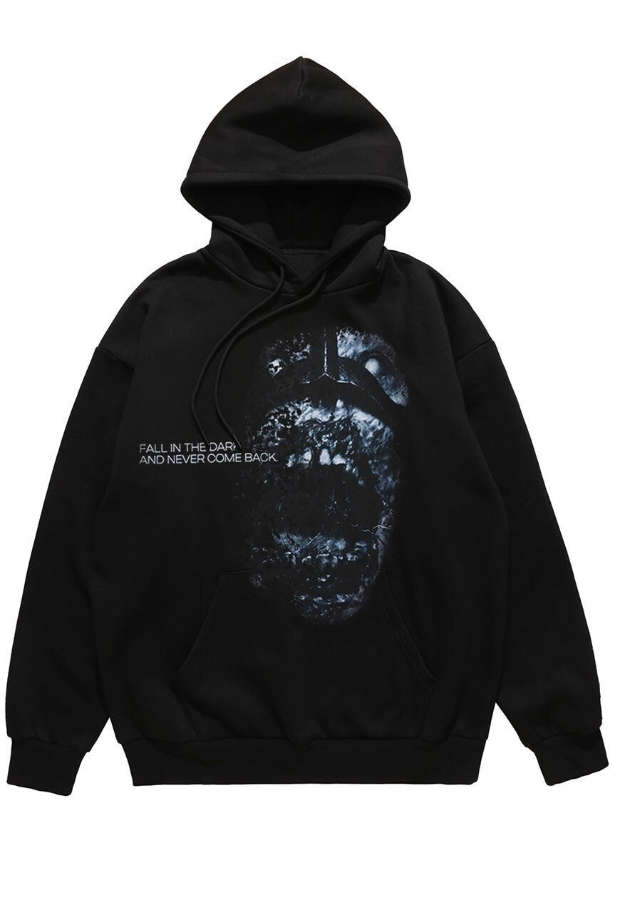 Monster hoodie creepy print pullover premium grunge jumper