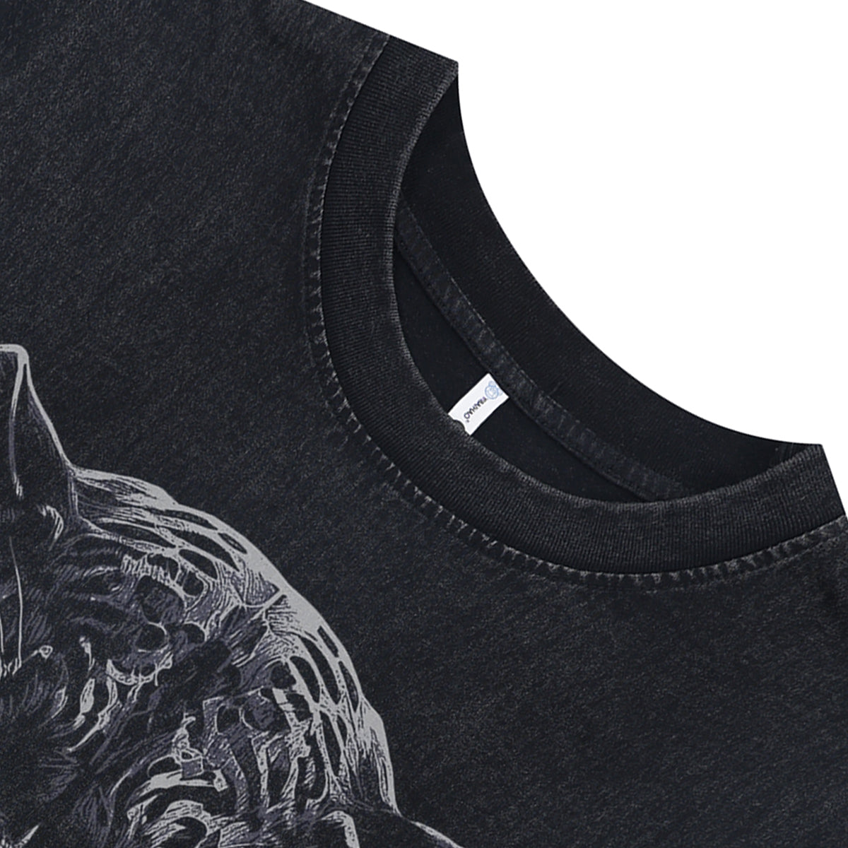 Black panther sleeveless t-shirt wild cat surfer vest retro poster grunge tank top in acid wash black