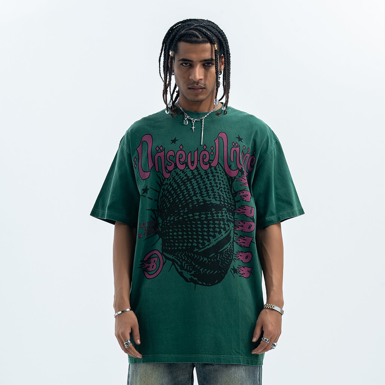 Arabic t-shirt hip-hop tee grunge rapper top in green