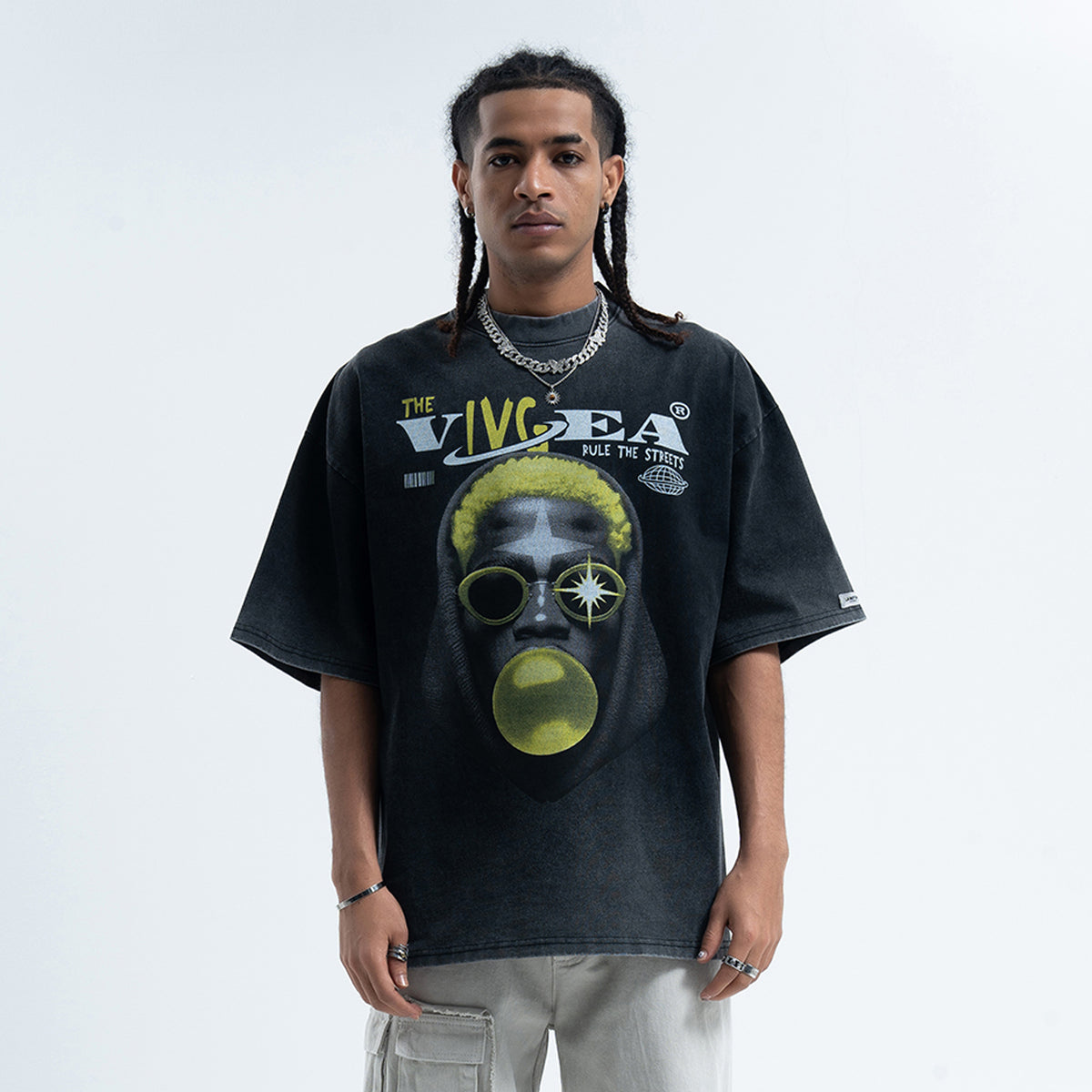 Dennis Rodman t-shirt psychedelic top basketball player tee in Black