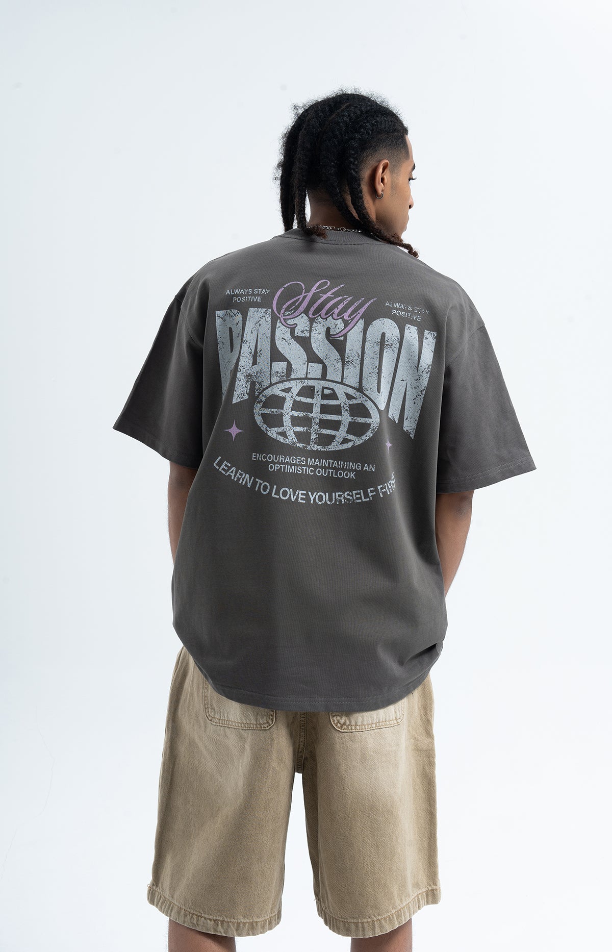 Passion slogan t-shirt grunge punk top rocker tee in black