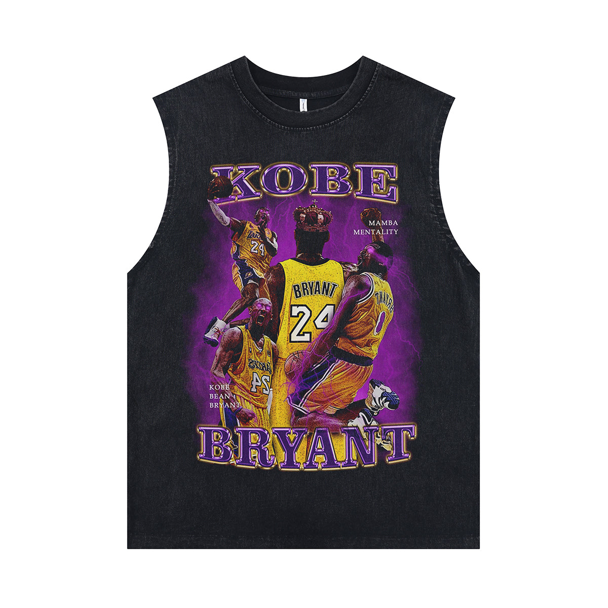 Kobe Bryant sleeveless t-shirt vintage basketball player vest 00s sports tank top in acid wash black