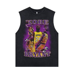 Kobe Bryant sleeveless t-shirt vintage basketball player vest 00s sports tank top in acid wash black
