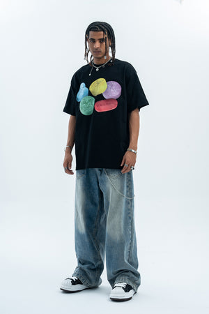 Psychedelic t-shirt graffiti top raver tee grunge jumper in black