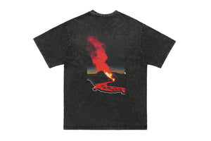 Volcano t-shirt lava print top y2k flame tee in black