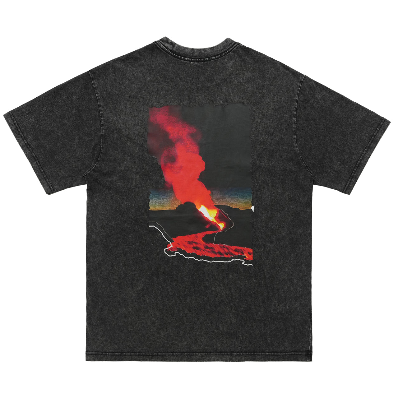 Volcano t-shirt lava print top y2k flame tee in black