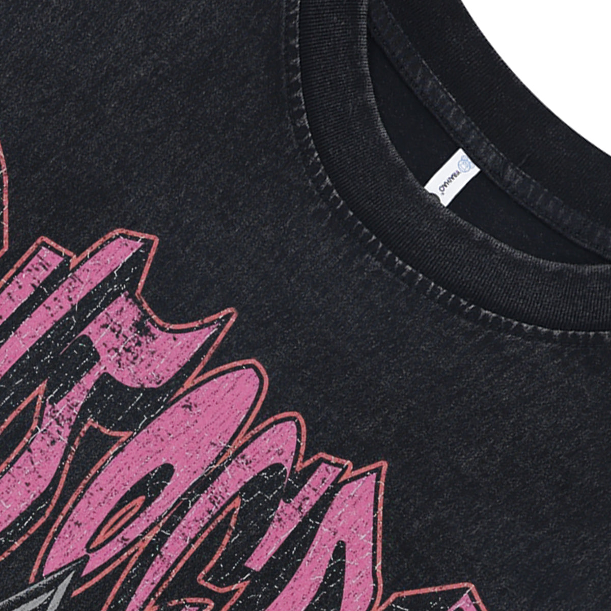 Balaclava print sleeveless t-shirt aristocrat slogan surfer vest gangster tank top in acid wash black