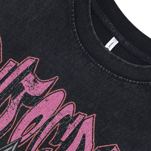 Balaclava print sleeveless t-shirt aristocrat slogan surfer vest gangster tank top in acid wash black