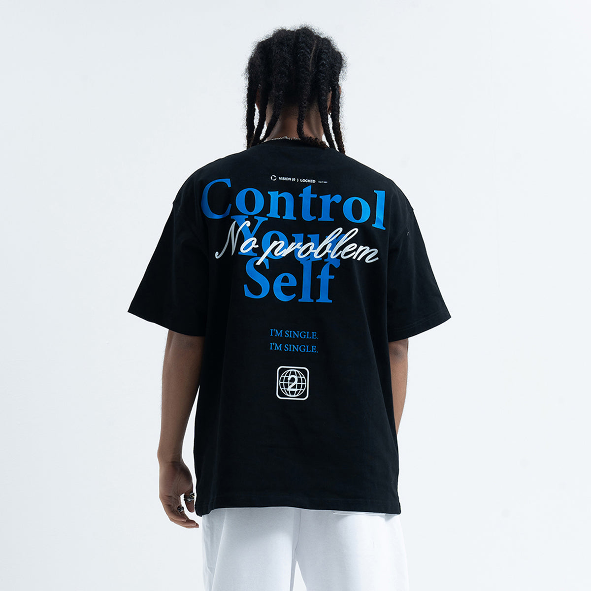 Control slogan t-shirt motivational top 90s tee in white