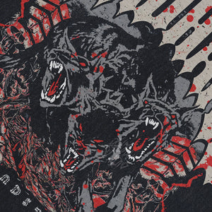 Gothic wolves sleeveless t-shirt creepy cartoon surfer vest metalcore tank top in acid wash black