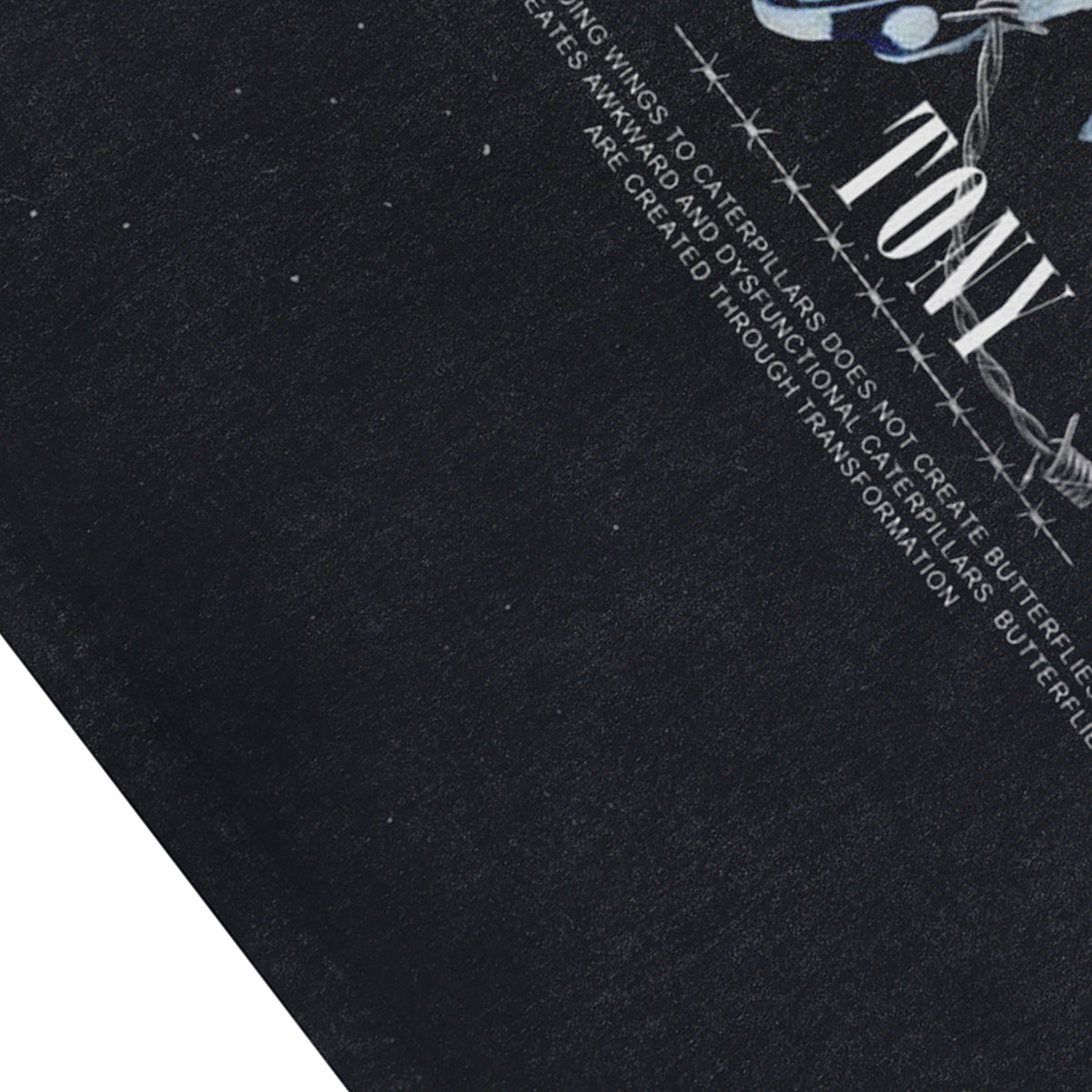 Butterfly print sleeveless t-shirt barbered wire surfer vest 00s cyberpunk tank top in acid wash black