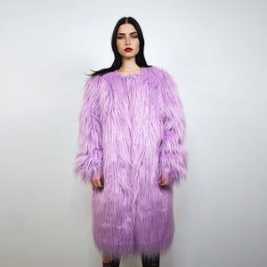 Sleeveless faux fur coat purple collarless jacket Lilac Eras gilet festival fluffy vest violet overcoat lavender haze bomber shaggy tank top