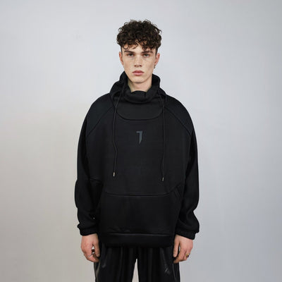 Gothic jumper raised neck punk pullover utility poncho gorpcore cloak spliced pullover cyberpunk ninja jumper Japanese Yamamoto sweatshirt