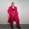 Neon pink coat longline faux fur fluorescent shaggy trench long hair overcoat bright rave bomber festival jacket acid Burning man peacoat