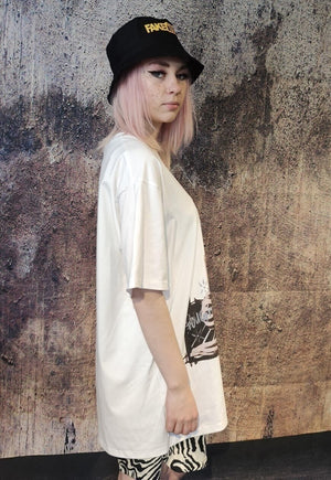 Bondage print tee BDSM Anime t-shirt vintage wash top white