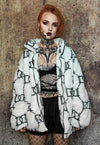 Grunge fleece jacket high fashion fluffy retro bomber white