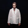 Transparent blazer formal going out sheer jacket see-through fancy dress thin tuxedo rave party coat mesh bomber catwalk jacket in white