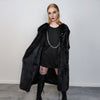 Long faux fur coat handmade fluffy luxury bomber premium fleece jacket detachable sleeve trench in black