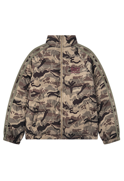 Military puffer jacket camo print bomber army pattern coat