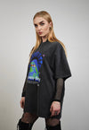 Balaclava t-shirt Y2K print tee psychedelic top vintage grey