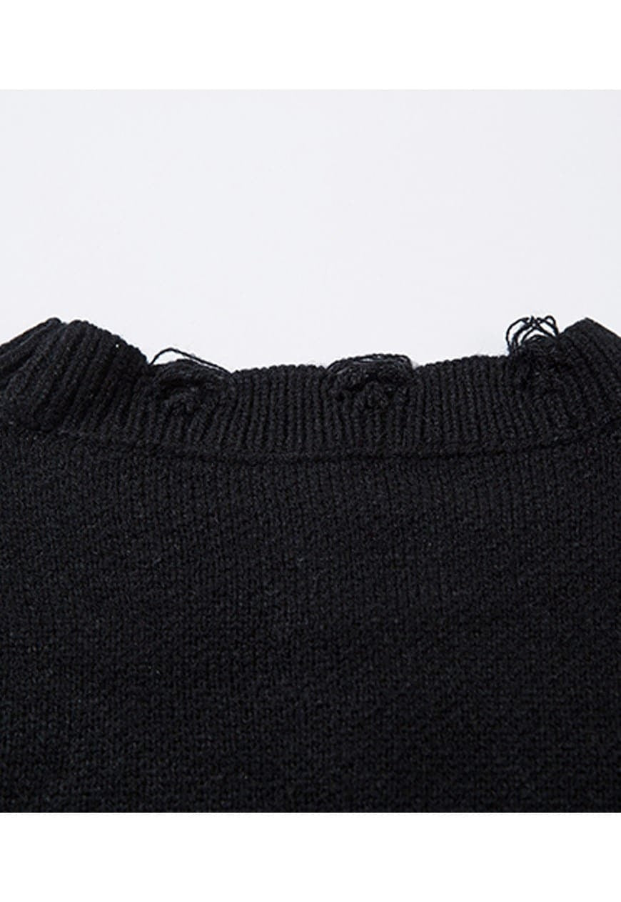 Butterfly sweater grey black ripped gothic jumper grunge top