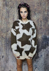 Grunge sweater star jumper knitted fluffy jumper in brown