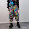 Disco faux fur joggers 70s raver pants fluffy psychedelic trousers ski fleece tie-dye overalls festival bottoms burning man pants blue pink