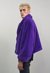 Short faux fur trench purple coat cropped fleece rave jacket