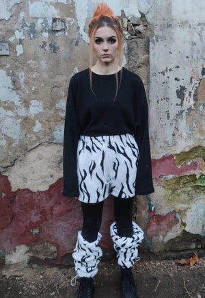 Zebra fleece joggers handmade detachable gothic overalls (Copy)