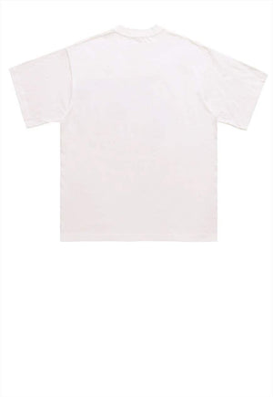 Grunge t-shirt raver print tee hip-hop top in white