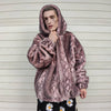 Luxury snake jacket faux fur python print bomber handmade fluffy catwalk fleece puffer premium grunge hooded coat in pastel pink black