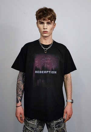 Redemption t-shirt grunge saint tee Gothic slogan top black