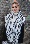 Gothic fleece bomber 2 in1 detachable handmade zebra jacket