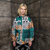 Cow bomber handmade detachable zebra puffer devil horn jacket animal print coat reversible jacket in green white stripe