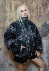 Paisley bomber jacket bandanna puffer cashew coat in black