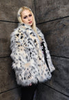 Faux fur Leopard jacket animal print fleece bomber in white